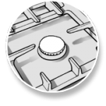 Sorte emalje hætter til brænderne